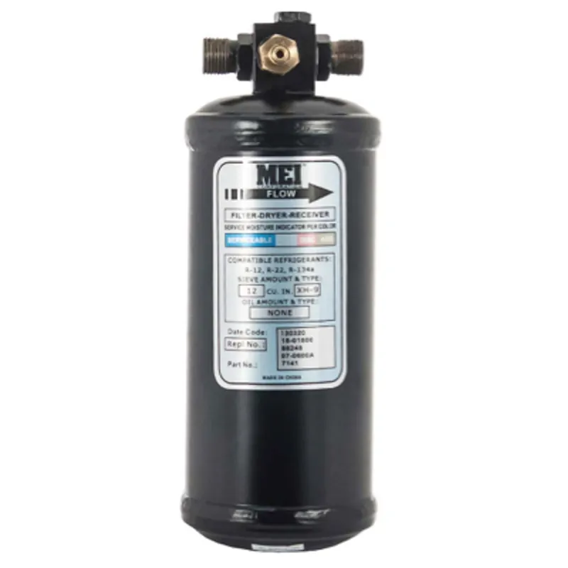 MEI Steel Receiver Drier 3 in. Diameter x 8.25 in. Length with 3/8 in. No. 6 MIO Inlet/Outlet - Side Glass - 7141 Time-Limited