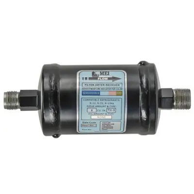 MEI Steel In-Line Receiver Drier 2.5 in. Diameter x 6.75 in. Length with M18-M20 MIO Inlet/Outlet - 7503 Authentic