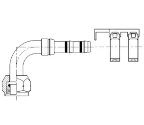 Kysor 90 Degree Female O-Ring AIR-O-CRIMP Fitting No. 8 - No. 10 with Clamp Assembly - 2660023 Fresh Stock