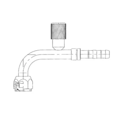 Kysor Aeroquip EZ Clip 90 Degree Female O-Ring Fitting Short Pilot No. 6 with R-134a High Side Charge Port - 2632591 Discount