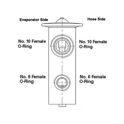 Professional Grade Kysor 1-1/2 Ton Block Type Expansion Valve with No. 6 Female O-Ring Inlet and No. 8 Female O-Ring Outlet - 1812020
