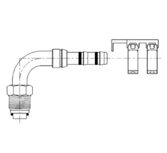 Price Drop ATCO 90 Degree Male O-Ring AIR-O-CRIMP Fitting No. 10 x No. 12 with Clamp Assembly - 2660044 by Kysor