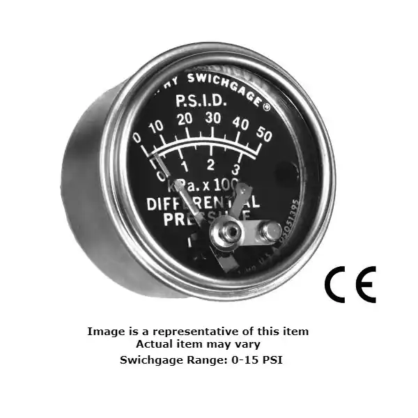Murphy 2-1/2 in. Mechanical Differential Pressure Swichgage 0-15 PSI with Plated Steel Case - 25DP-15 Bulk Order