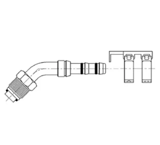 ATCO 45 Degree Male O-Ring AIR-O-CRIMP Fitting No. 10 With Clamp Assembly - 2660051 by Kysor Price Drop