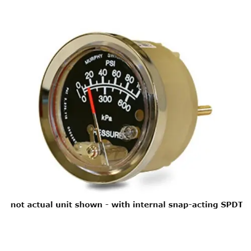 Get Yours Murphy 2-1/2 in. Mechanical Pressure Swichgage 100 PSI with Internal SPDT Snap-Switch for Pre-Alarm - A25PABS-100