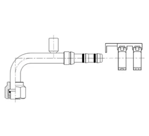 Weekend Sale Atco 90 Degree Female O-Ring AIR-O-CRIMP Fitting No. 10 with 13mm R134 Service Port and Clamp Assembly - 2660027 by Kysor