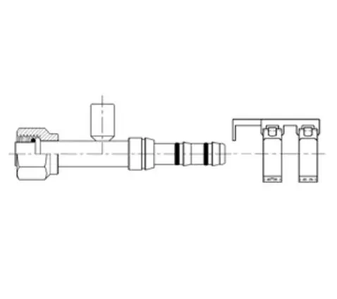 Last Chance ATCO Straight Female O-Ring AIR-O-CRIMP Fitting No.10 with 13mm R134 Service Port and Clamp Assembly - 2660011 by Kysor