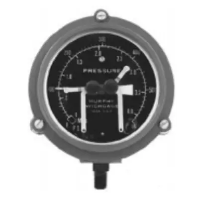 Fresh Stock Murphy 4-1/2 in. Panel Mount Mechanical Pressure Swichgage 0-100 PSI 120VAC - OPLFC-A-100-OC