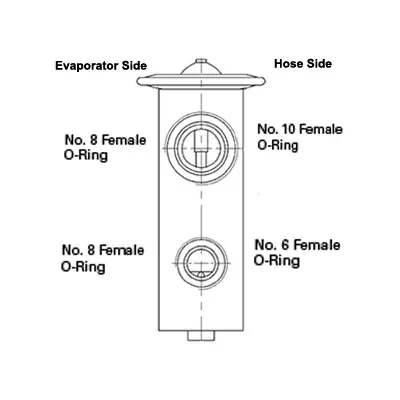Kysor 2 Ton Block Type Expansion Valve with No. 6 Female O-Ring Inlet and No. 8 Female O-Ring - 1812019 Authentic