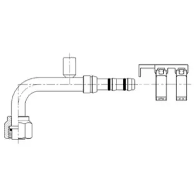 Best Seller Kysor 90 Deg. Female O-Ring 10 x 12 Fitting with 13mm R134a Service Port and Clamp Assembly - 2660028