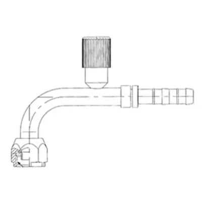 Kysor 90 Deg. Female O-Ring Short Pilot 8 x 10 Fitting with R-134a High Side Charge Port - 2632596 Price Cut