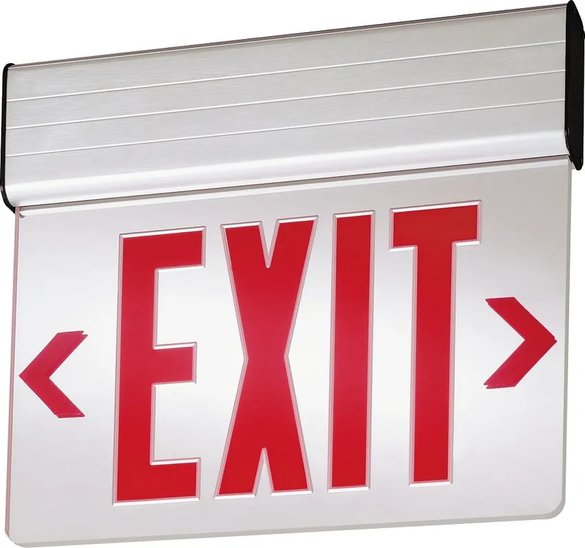 Popular Lithonia Lighting EDG 1 R M6 LED Edge-Lit Exit Sign 120 - 277-Volt AC Brushed Aluminum Housing Red Letter