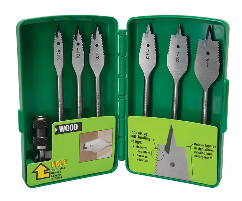 Limited Edition Greenlee 34AR-6 Forged Heat Treated Steel Self-Feeding Spade Bit Kit 3/8 - 1-Inch