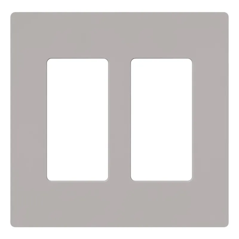 Trusted Brand Lutron CW-2-GR Thermoset Device Mount Designer Style Standard Size 2-Gang Screwless Decorator Wallplate 2-Rectangular Device Gray Claro Satin Color