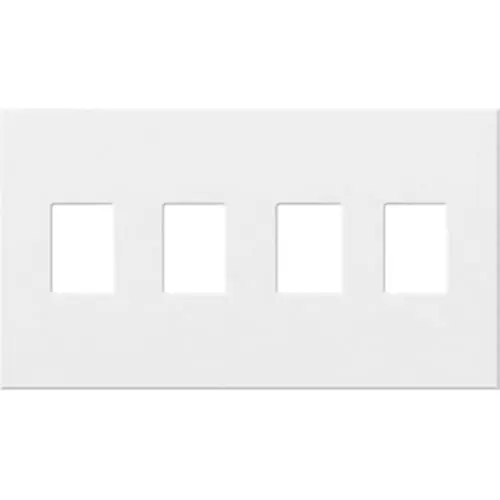 Lutron NT-SSSS-FB-WH 4-Gang Fins Broken Standard Size Wallplate White Nova-T New Release