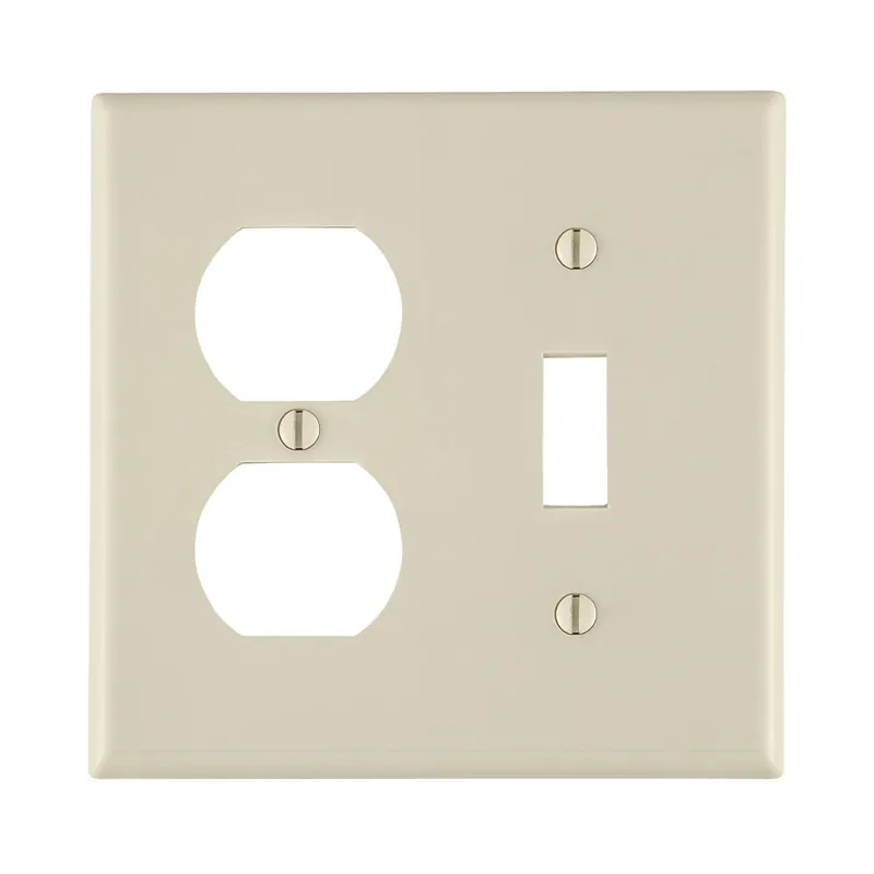 Leviton 78005 Thermoset Device Mount Standard Size 2-Gang Combination Wallplate 1-Duplex Receptacle + 1-Toggle Switch Light Almond Mega Sale