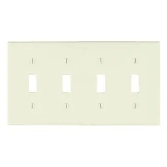 Leviton 78012 Thermoset Device Mount Standard Size 4-Gang Toggle Switch Wallplate 4-Toggle Switch Light Almond Warranty Included