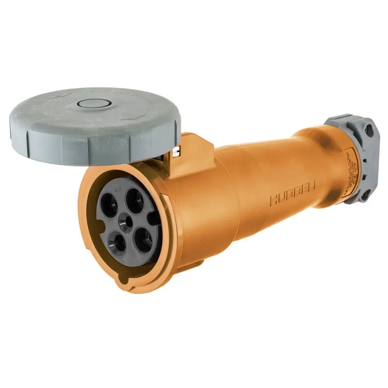 Latest Hubbell-Wiring HBL4100C12W 4-Wire 3-Pole Watertight Pin And Sleeve Connector 125/250-Volt 100-Amp Orange