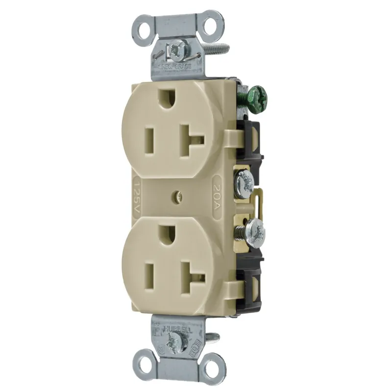 Hubbell-Wiring CR20I Commercial Specification Grade Straight Blade Duplex Receptacle 20-Amp 125-Volt NEMA 5-20R Ivory Don’t Miss Out