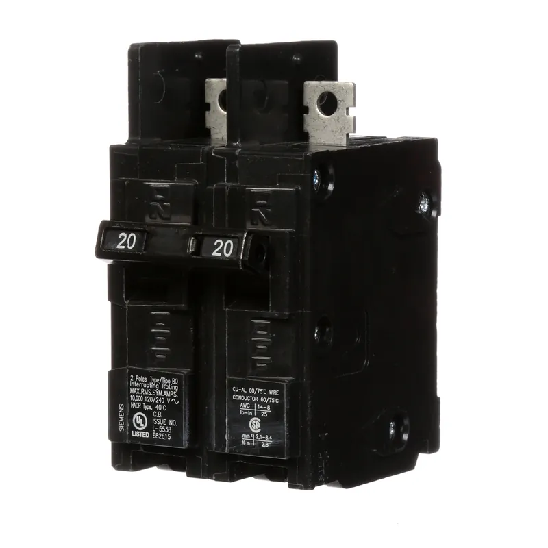 Certified Siemens BQ2B020 Low Voltage Molded Case Circuit Breaker 2-Pole 20-Amp 120/240-Volt AC