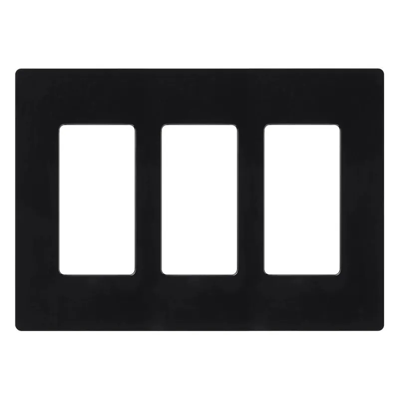 Secure Checkout Lutron CW-3-BL Thermoset Device Mount Designer Style Standard Size 3-Gang Screwless Decorator Wallplate 3-Rectangular Device Black Claro Satin Colo