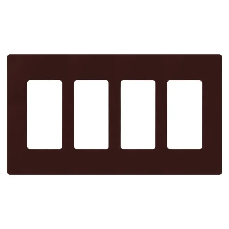 Lutron CW-4-BR Tough Thermoset Device Mount Designer Style Standard Size 4-Gang Screwless Wallplate 4-Rocker/GFCI Brown Claro Satin Colors Final Sale