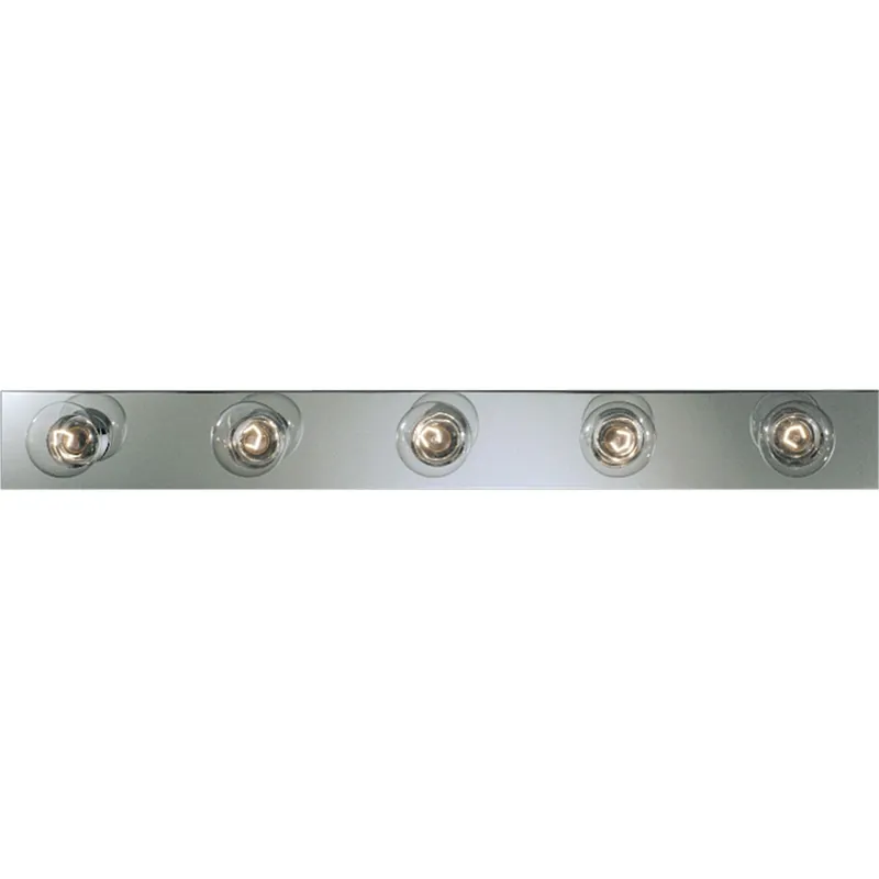 Progress Lighting P3116-15 5-Light Bath And Vanity Basic Broadway Lighting Strip 300-Watt 120-Volt AC Polished Chrome Broadway Instant Buy