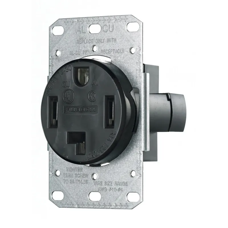Hubbell-Wiring RR430F Single Range And Dryer Power Receptacle 30-Amp NEMA 14-30R Black TradeSelect Certified