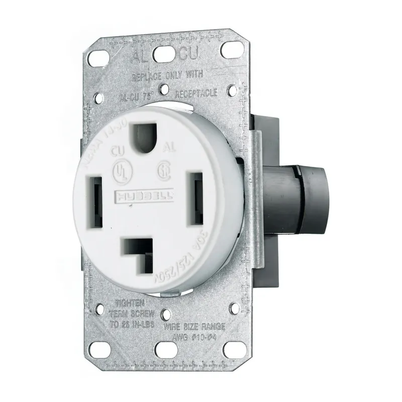 Hubbell-Wiring RR430FW Single Range And Dryer Power Receptacle 30-Amp NEMA 14-30R White TradeSelect Grab Now