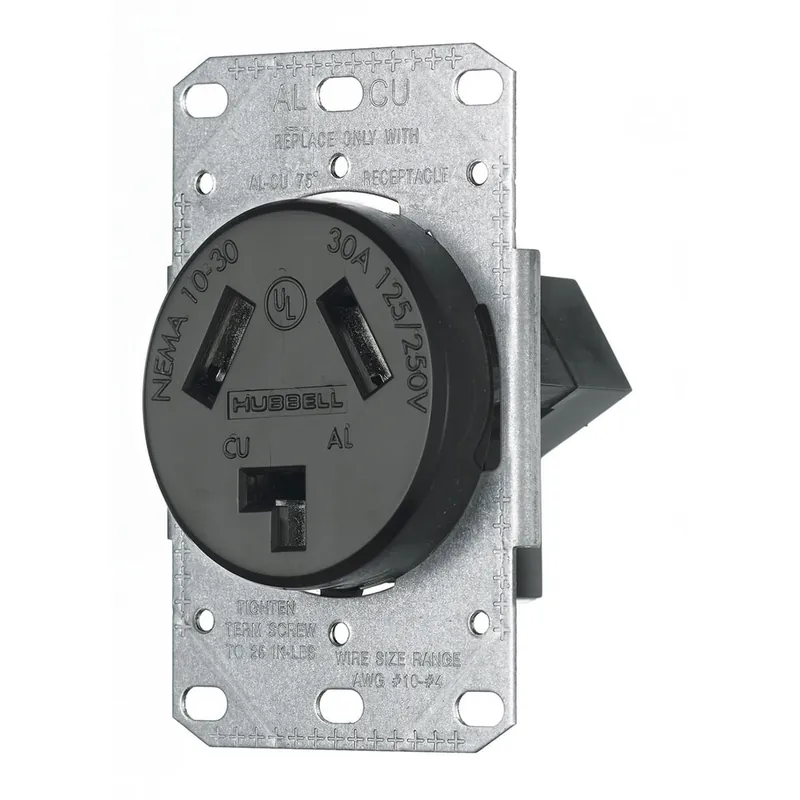 Next Day Delivery Hubbell-Wiring RR330F Range And Dryer Power Receptacle 125/250-Volt at 1-Phase 30-Amp NEMA 10-30R Black TradeSelect