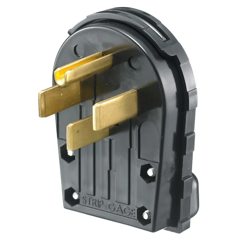 Certified Hubbell-Wiring RR435P 4-Wire 3-Pole Angled Polarized Residential Grade Straight Blade Male Plug 125/250-Volt 30/50-Amp Black TradeSelect