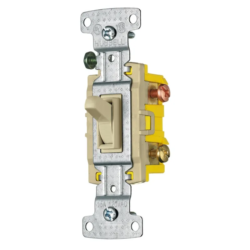 Hubbell-Wiring RS315I 120-Volt AC 15-Amp 3-Way Residential Grade Toggle Switch Yellow Viral