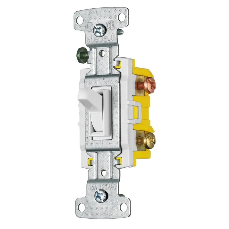 Hubbell-Wiring RS315W 120-Volt AC 15-Amp 3-Way Toggle Quiet Switch White HomeSelect TradeSelect Trending