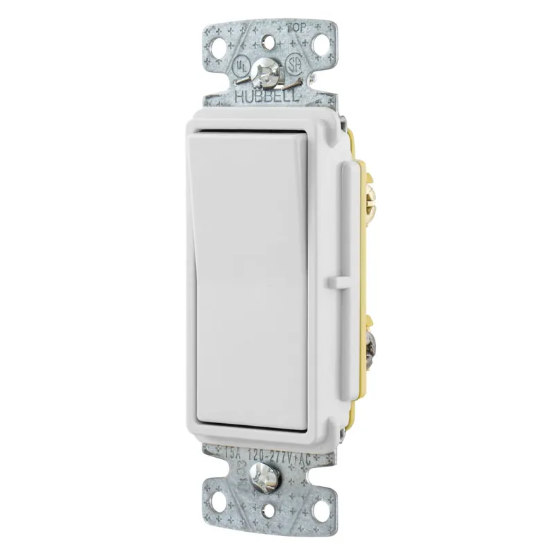 Direct From Manufacturer Hubbell-Wiring RSD315W 120/277-Volt AC 15-Amp 3-Way Rocker Decorator Quiet Rocker Switch White TradeSelect