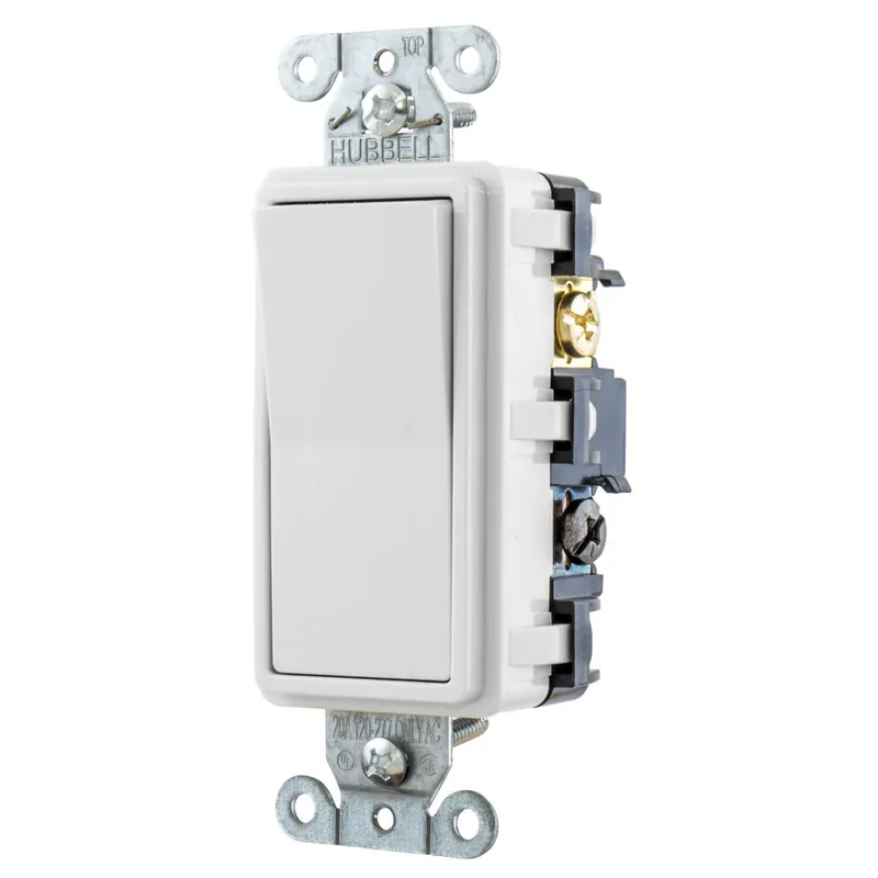 High Quality Hubbell-Wiring RSD415W 120/277-Volt AC 15-Amp 4-Way General Purpose Residential Grade Decorator AC Quiet Rocker Switch White TradeSelect