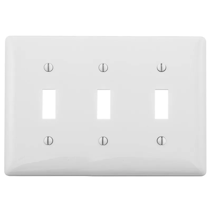 Hubbell-Wiring NP3W Nylon Screw Mount Standard Size 3-Gang Switch Wallplate 3-Toggle Switch White HomeSelect Professional Grade
