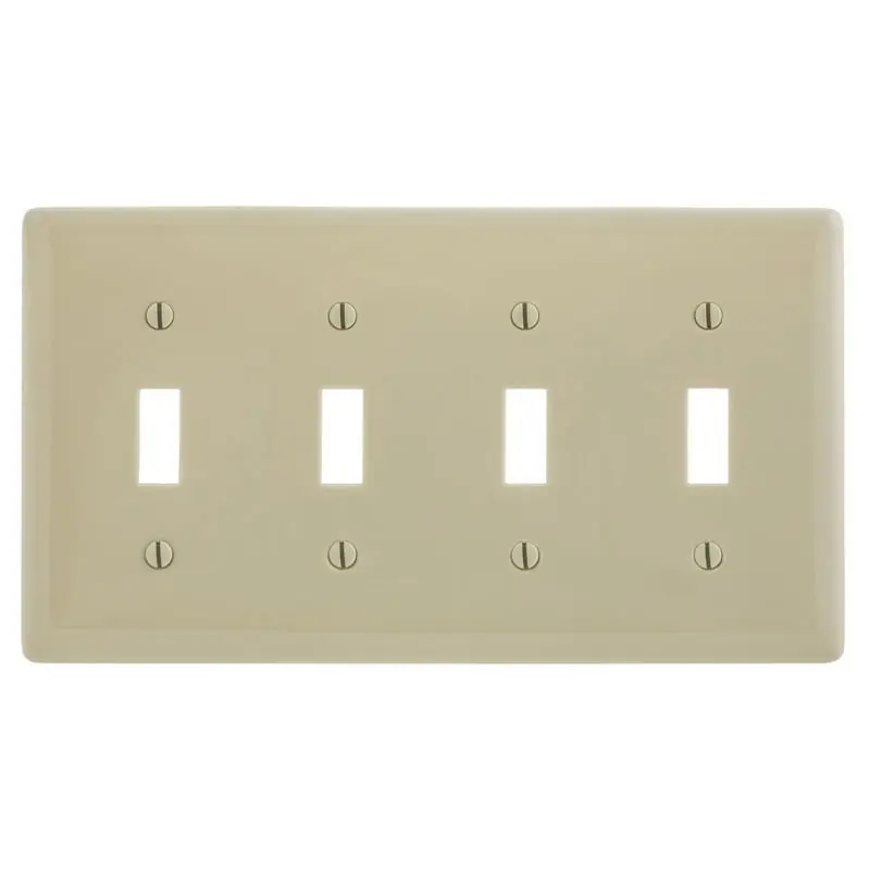 Price Drop Hubbell-Wiring NP4I Nylon Screw Mount NP Series Standard Size 4-Gang Wallplate Ivory Kellems