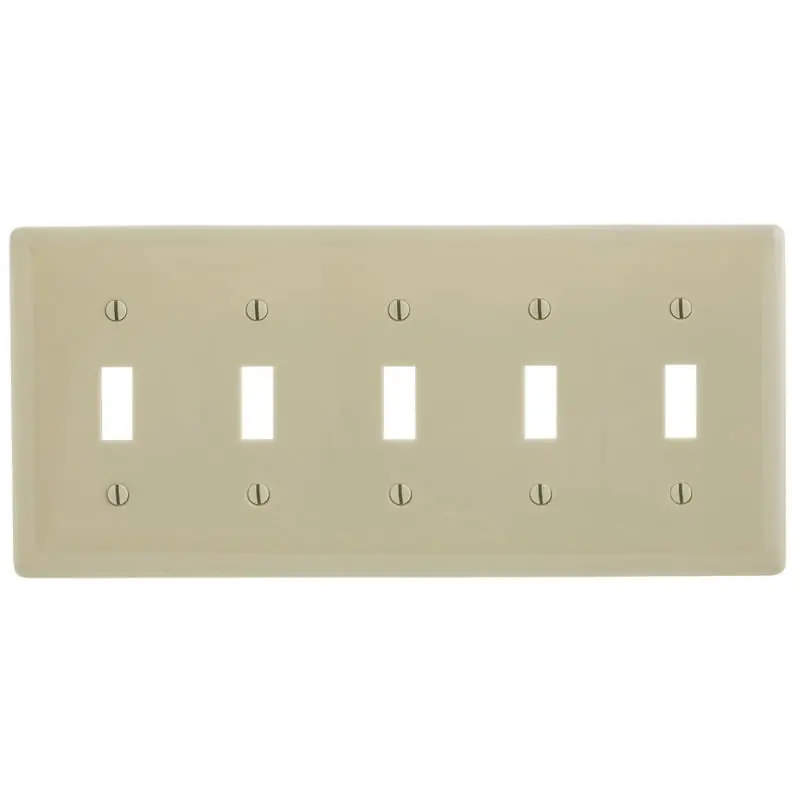 Special Discount Hubbell-Wiring NP5I Nylon Screw Mount NP Series Standard Size 5-Gang Wallplate Ivory Kellems