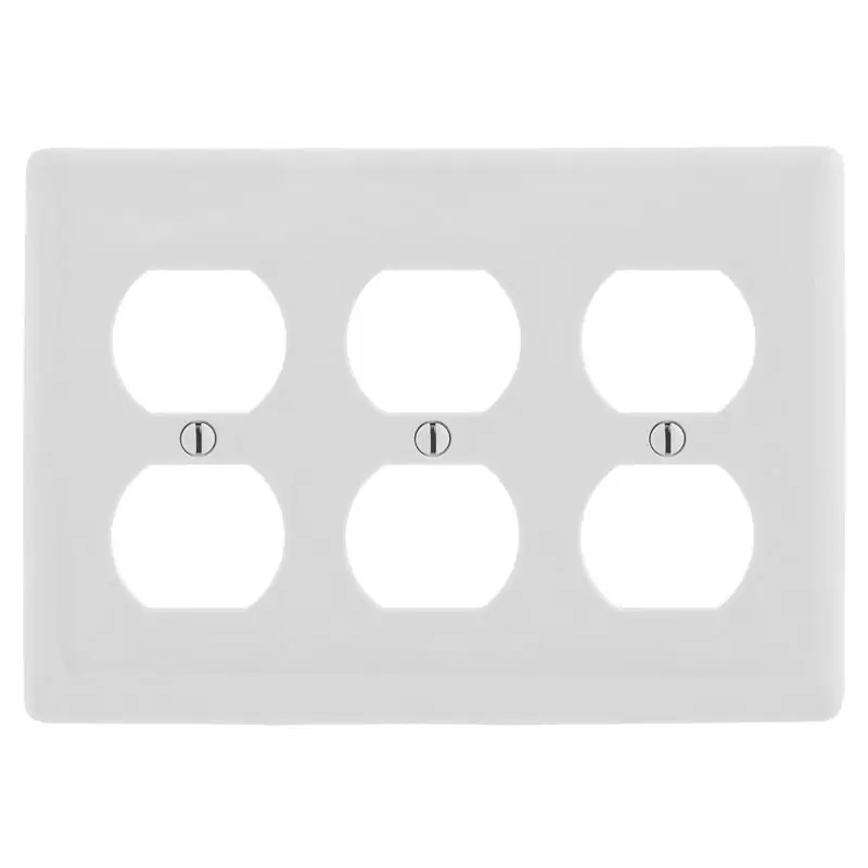 Hubbell-Wiring NP83W Nylon Screw Mount Standard Size Curved Corner 3-Gang Wallplate White Flash Sale