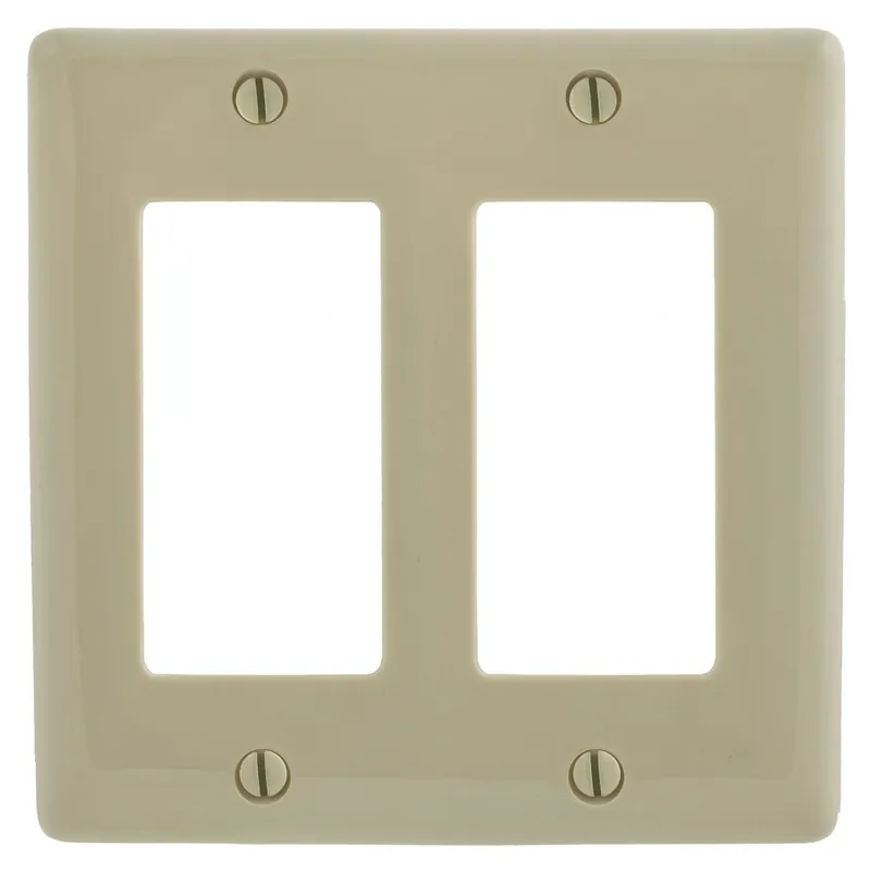 Holiday Sale Hubbell-Wiring NP262I Nylon Screw Mount Standard Size 2-Gang Decorator Wallplate 2-Decorator Ivory HomeSelect netSELECT