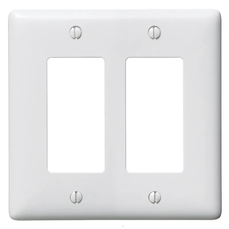 Hubbell-Wiring NP262W Nylon Screw Mount Standard Size 2-Gang Decorator Wallplate 2-Decorator White HomeSelect netSELECT New Arrival