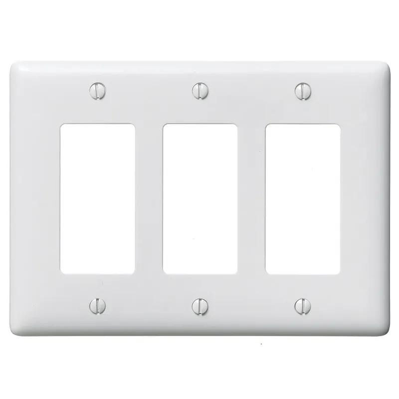 Hubbell-Wiring NP263W Nylon Screw Mount Standard Size 3-Gang Decorator Wallplate 3-Decorator White HomeSelect netSELECT Reduced Price