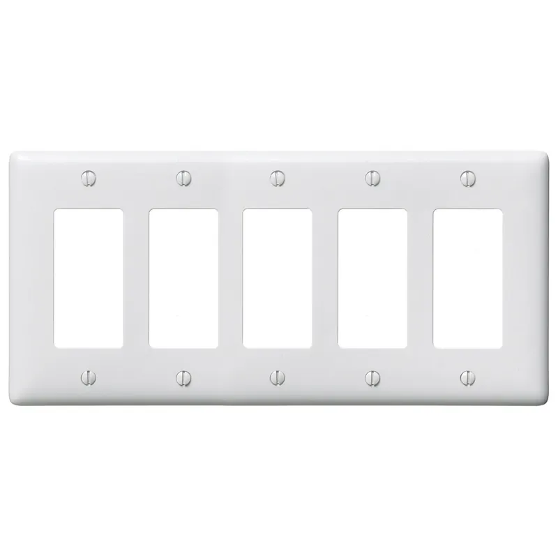 Save Now Hubbell-Wiring NP265W Nylon Screw Mount Standard Size 5-Gang Decorator Wallplate 5-Decorator White HomeSelect netSELECT