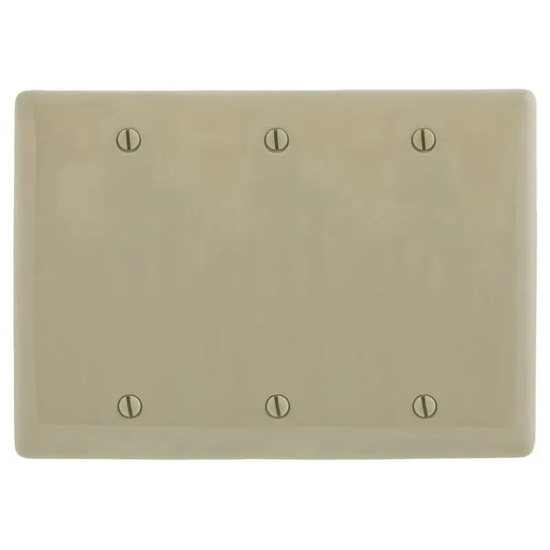 Hubbell-Wiring NP33I Nylon Screw Mount Standard Size 3-Gang Blank Wallplate Ivory Kellems Special Discount