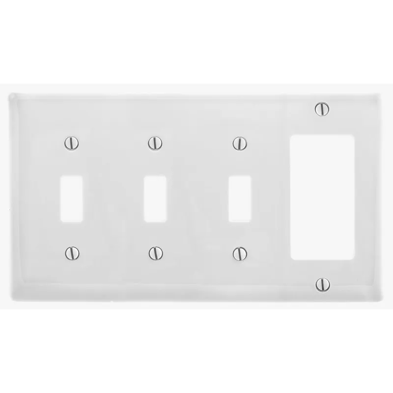Editor’s Pick Hubbell-Wiring NP326W Nylon Screw Mount NP Series Standard Size 4-Gang Combination Wallplate 3-Toggle Switch + 1-Decorator White Kellems