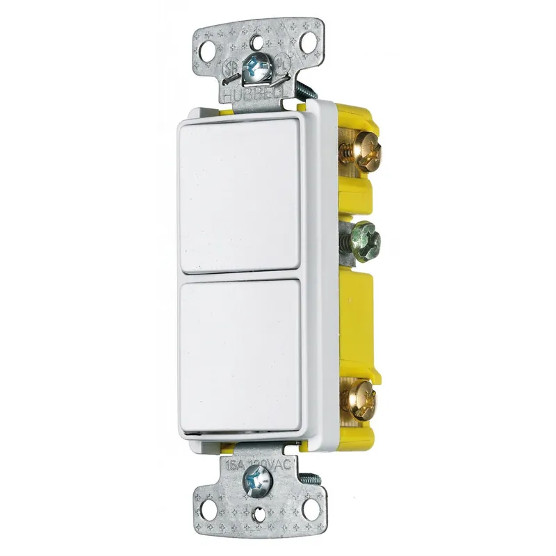 Free Delivery Hubbell-Wiring RCD101W 120 - 277-Volt AC 15-Amp (2) Single Pole Rocker AC Quiet Switch White