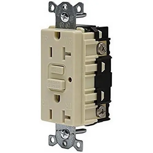 Hubbell-Wiring GFTR20I Commercial Grade Tamper-Resistant GFCI Receptacle With LED Indicator 20-Amp 120-Volt AC NEMA 5-20R Ivory Budget