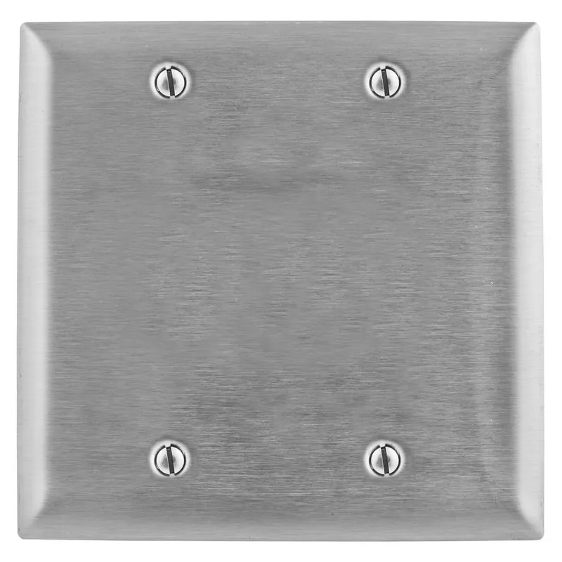Must Have Hubbell-Wiring SS23 302/304 Stainless Steel Box Mount Standard Size 2-Gang Blank Wallplate