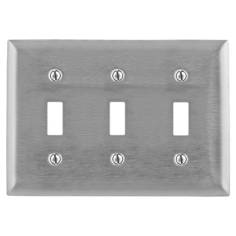 Hubbell-Wiring SS3 302/304 Stainless Steel Screw Mount Standard Size 3-Gang Switch Wallplate 3-Toggle Switch Holiday Sale