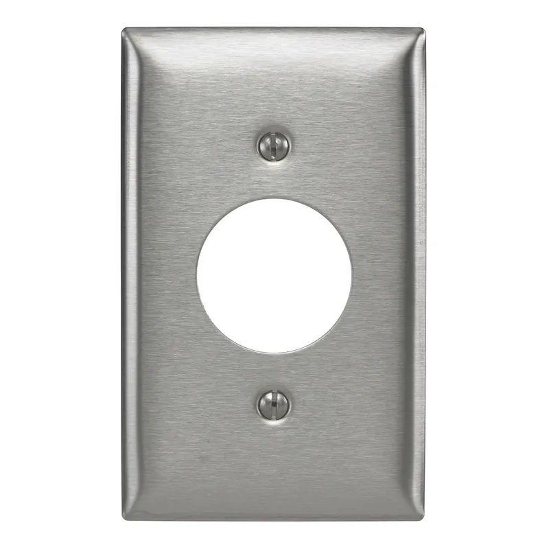 Hubbell-Wiring SS7 302/304 Stainless Steel Screw Mount Standard Size Slightly Beveled 1-Gang Wallplate 1-Single Receptacle Satin HomeSelect Today Only